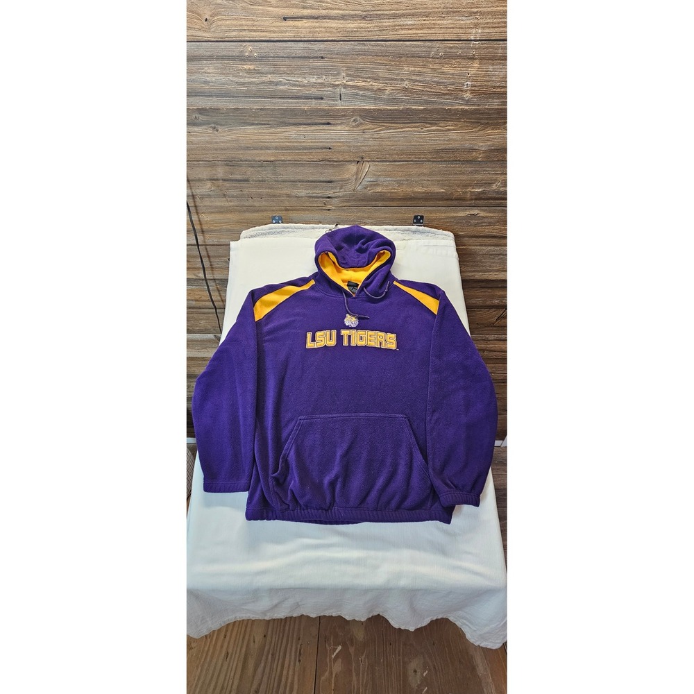 Pro Edge LSU Tigers Fleece Hoodie Purple Gold Mens XL XLG Sweatshirt NCAA